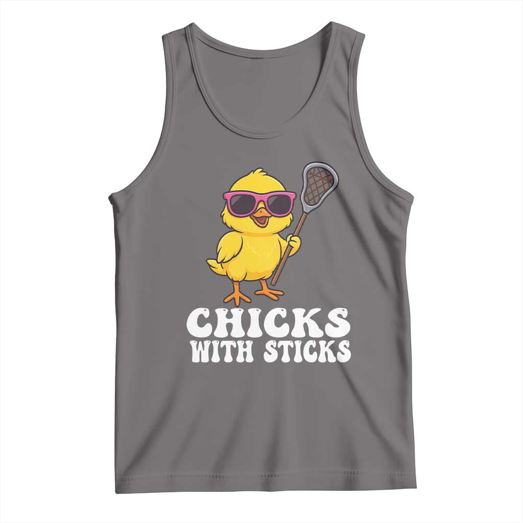 Funny Lax Girl Tank Top Chicks With Sticks Lacrosse Shooter