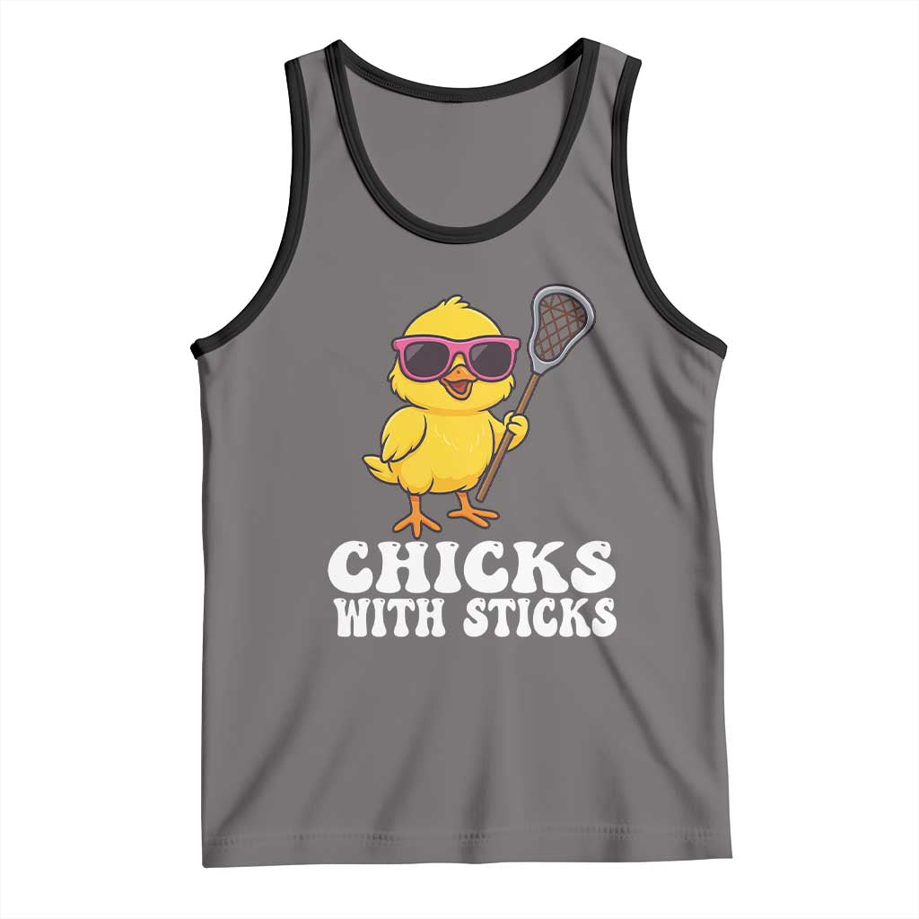Funny Lax Girl Tank Top Chicks With Sticks Lacrosse Shooter