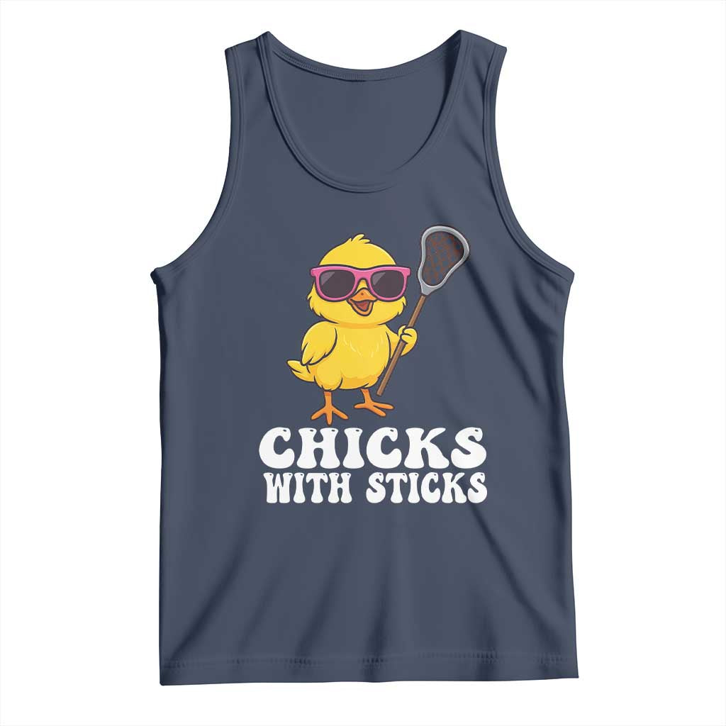 Funny Lax Girl Tank Top Chicks With Sticks Lacrosse Shooter