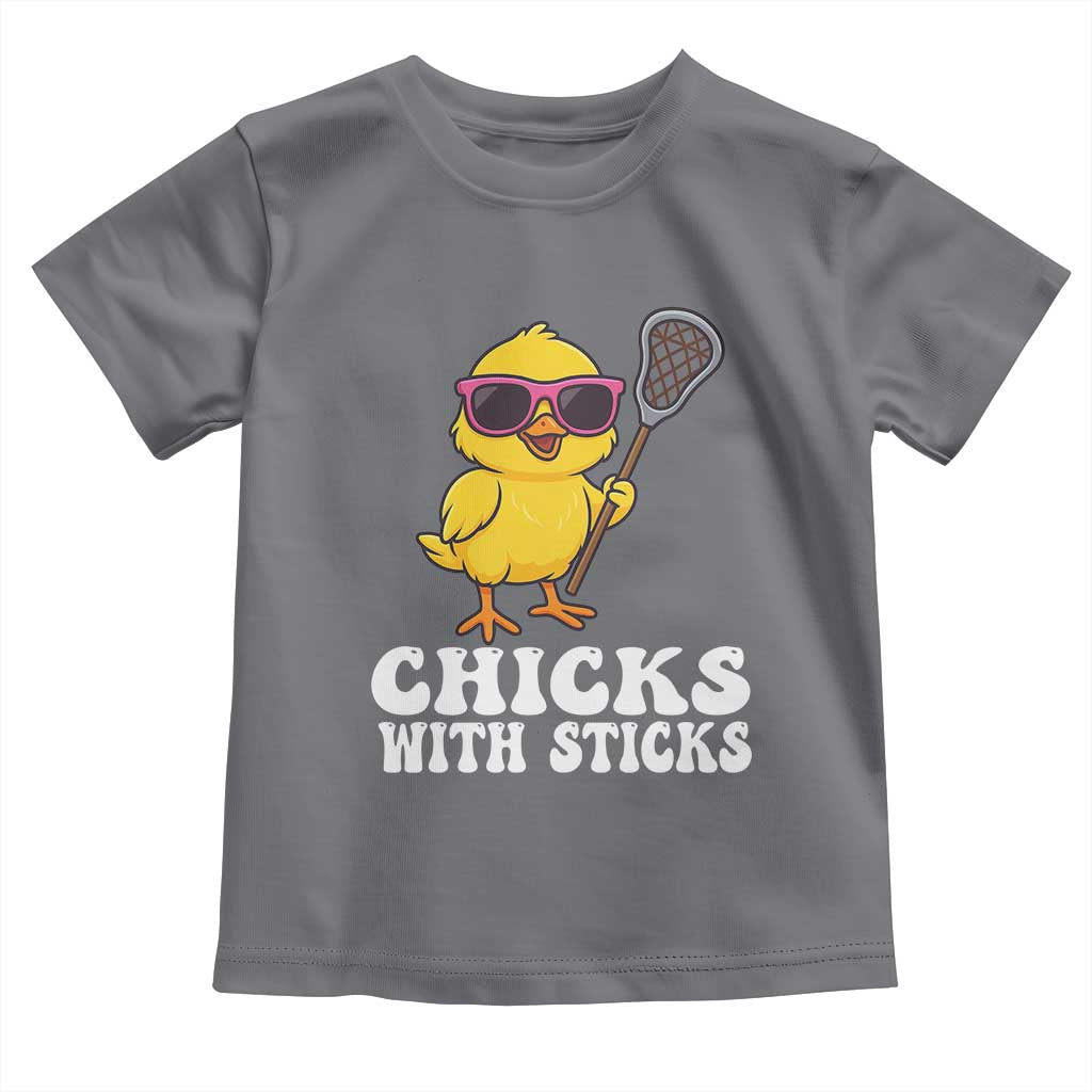 Funny Lax Girl Toddler T Shirt Chicks With Sticks Lacrosse Shooter