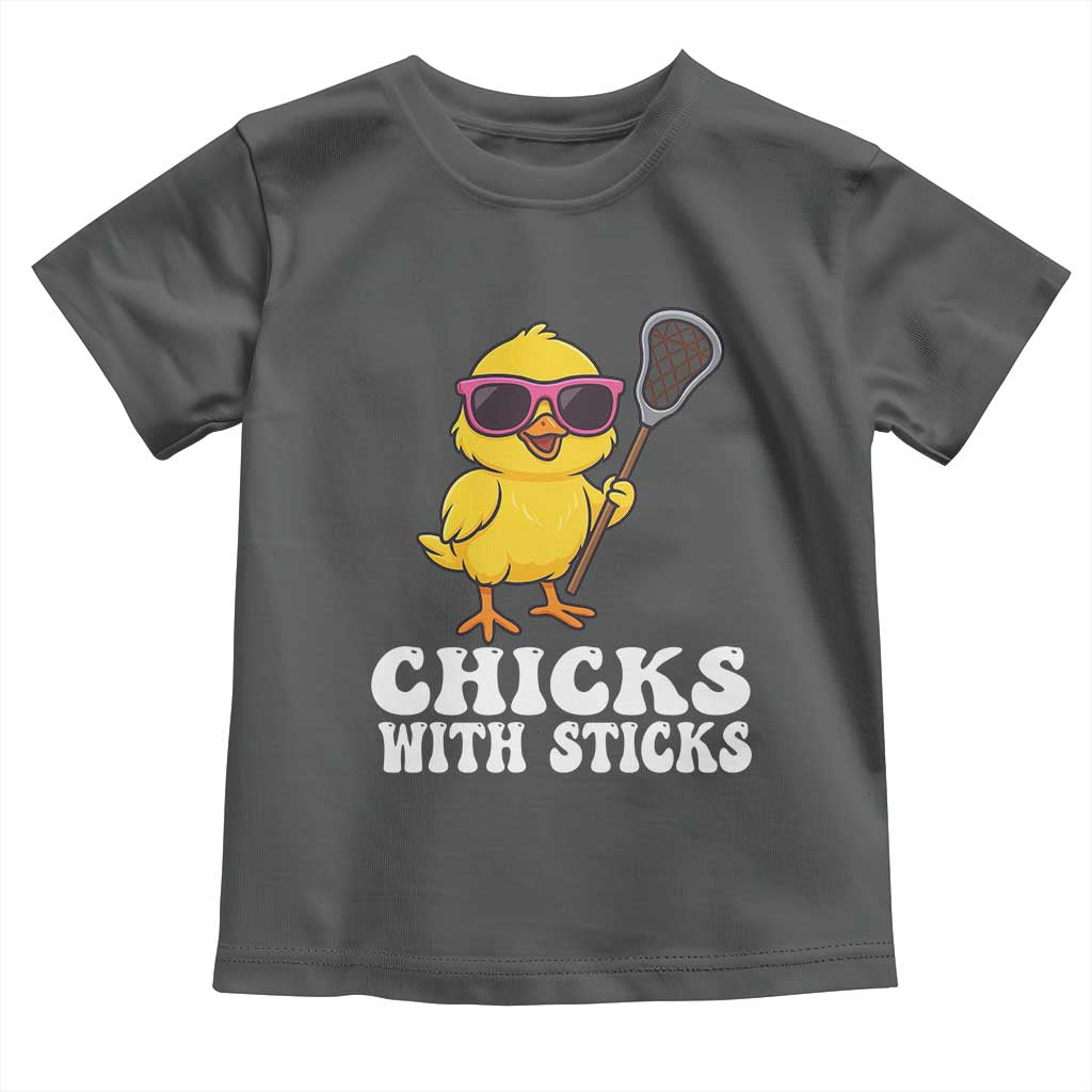 Funny Lax Girl Toddler T Shirt Chicks With Sticks Lacrosse Shooter