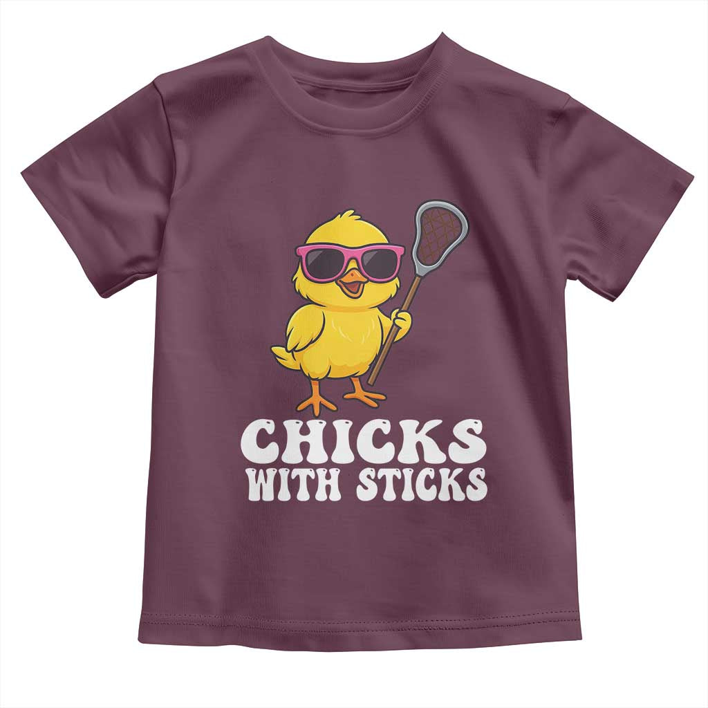 Funny Lax Girl Toddler T Shirt Chicks With Sticks Lacrosse Shooter