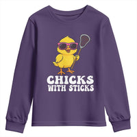 Funny Lax Girl Youth Sweatshirt Chicks With Sticks Lacrosse Shooter