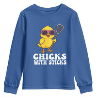 Funny Lax Girl Youth Sweatshirt Chicks With Sticks Lacrosse Shooter