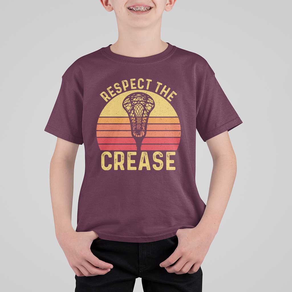 Funny Lacrosse Lax Goalie Goalkeeper T Shirt For Kid Respect The Crease