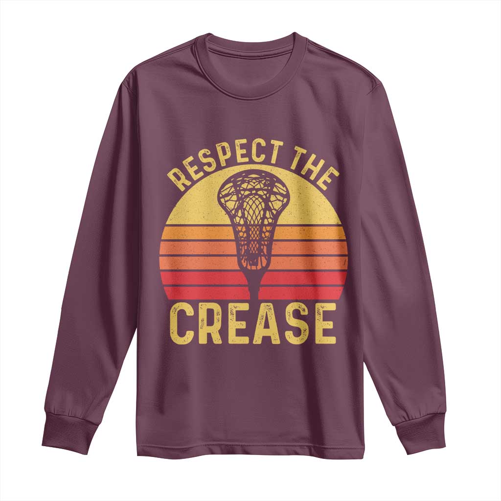 Funny Lacrosse Lax Goalie Goalkeeper Long Sleeve Shirt Respect The Crease