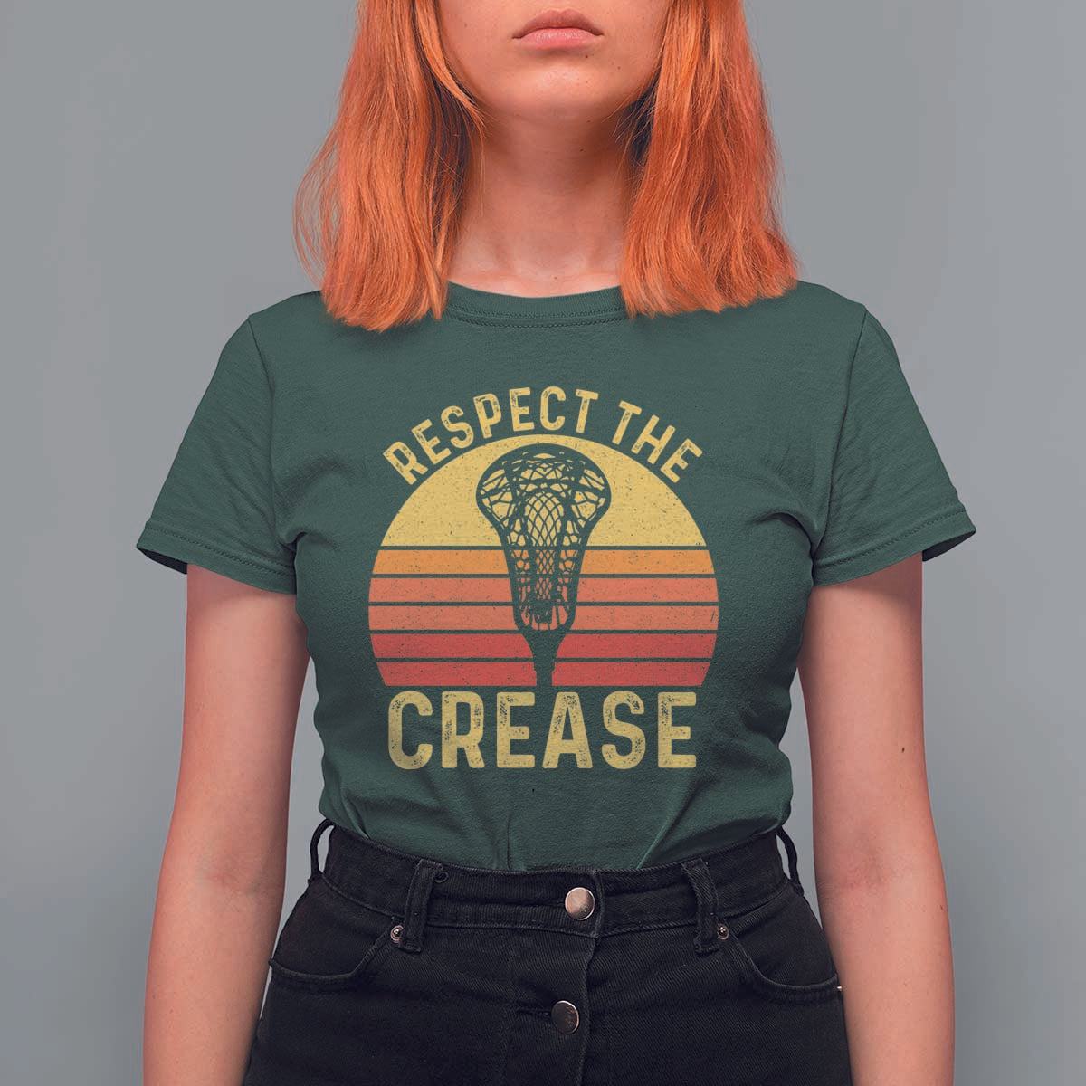 Funny Lacrosse Lax Goalie Goalkeeper T Shirt For Women Respect The Crease