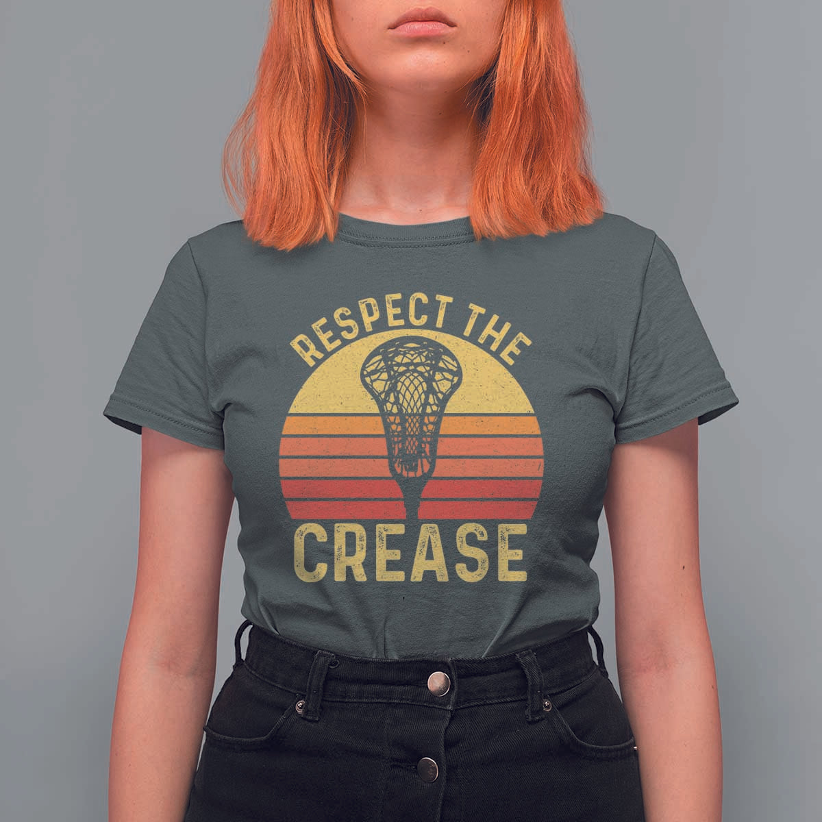 Funny Lacrosse Lax Goalie Goalkeeper T Shirt For Women Respect The Crease