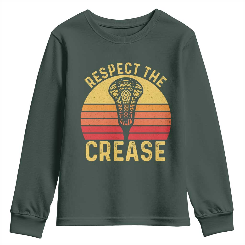 Funny Lacrosse Lax Goalie Goalkeeper Youth Sweatshirt Respect The Crease