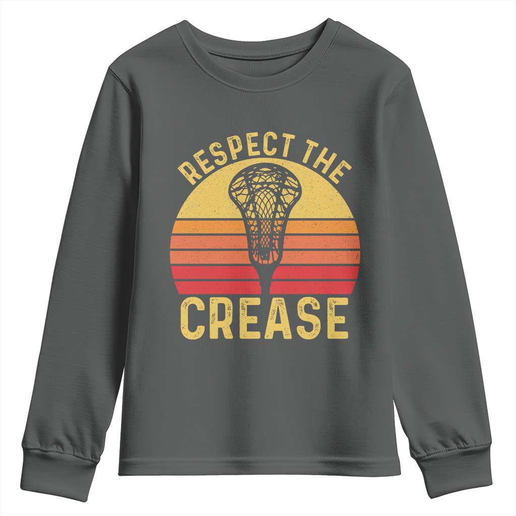 Funny Lacrosse Lax Goalie Goalkeeper Youth Sweatshirt Respect The Crease