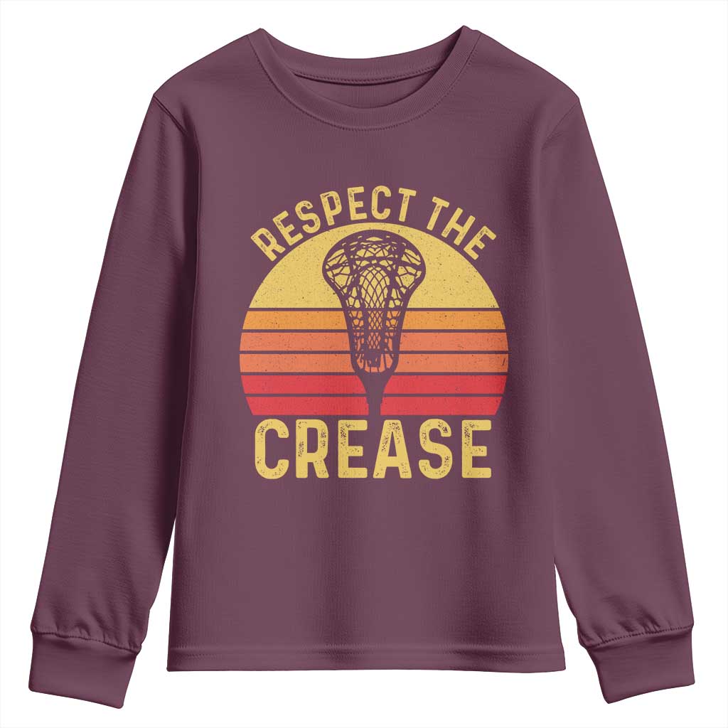 Funny Lacrosse Lax Goalie Goalkeeper Youth Sweatshirt Respect The Crease