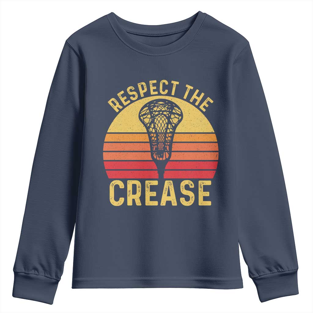Funny Lacrosse Lax Goalie Goalkeeper Youth Sweatshirt Respect The Crease