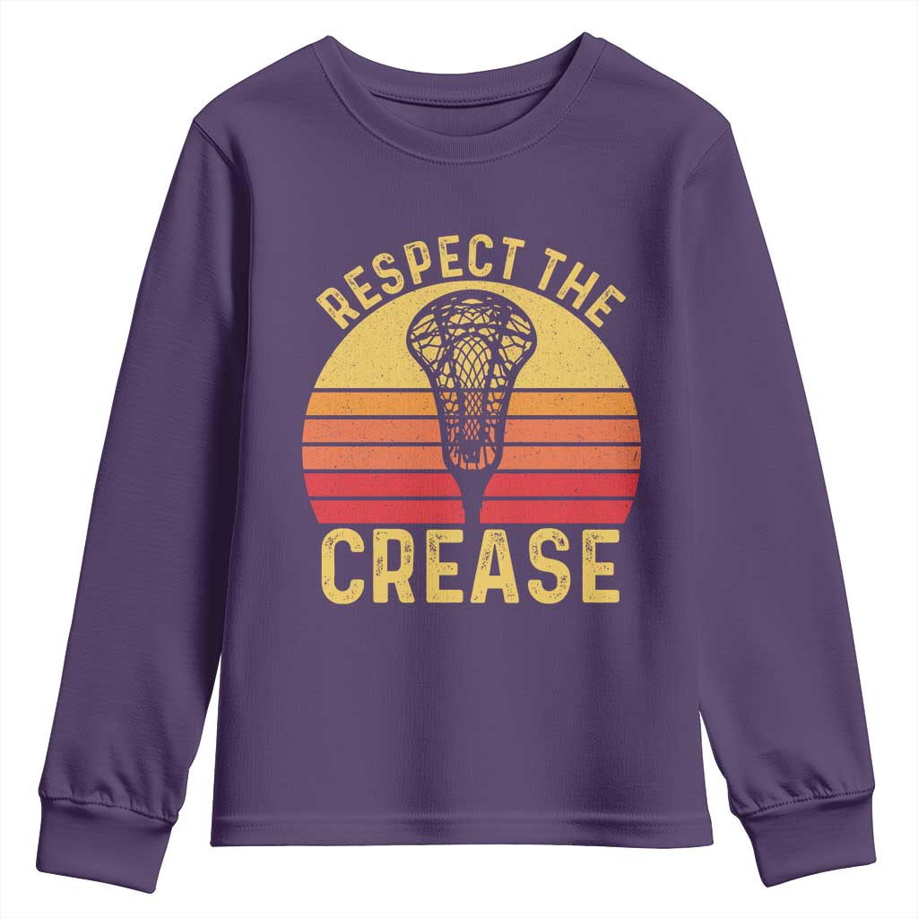 Funny Lacrosse Lax Goalie Goalkeeper Youth Sweatshirt Respect The Crease