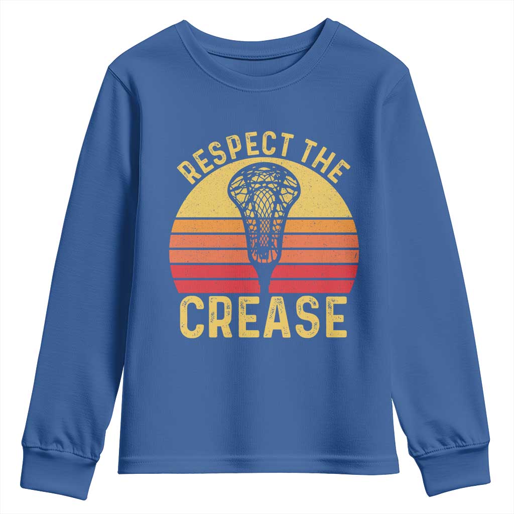 Funny Lacrosse Lax Goalie Goalkeeper Youth Sweatshirt Respect The Crease