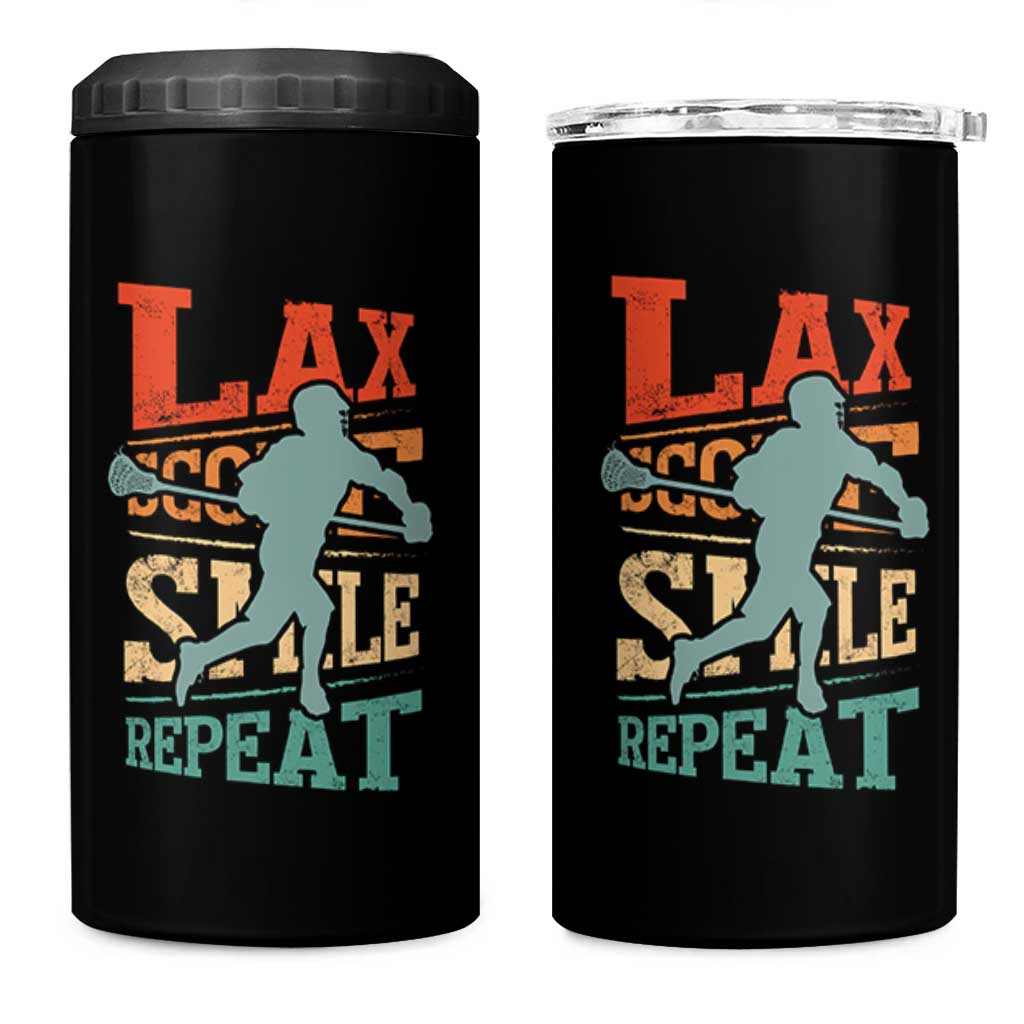 Funny Lax Score Smile Repeat 4 in 1 Can Cooler Tumbler Lax Lacrosse Lover