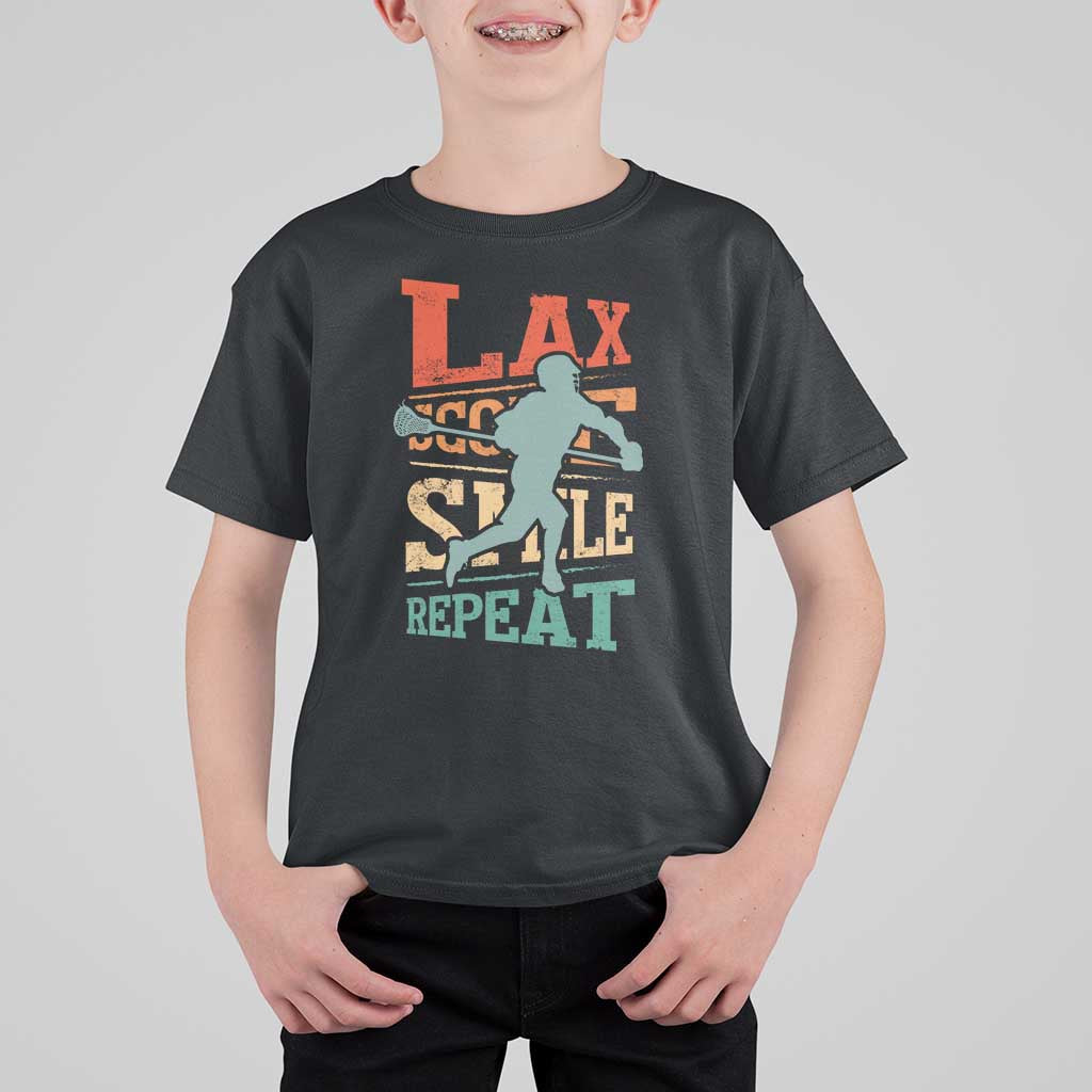 Funny Lax Score Smile Repeat T Shirt For Kid Lax Lacrosse Lover