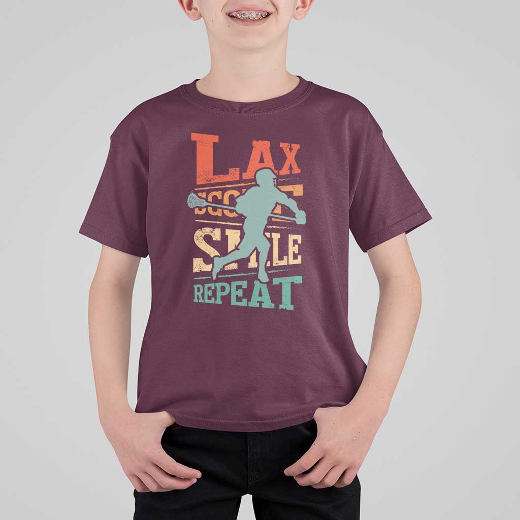 Funny Lax Score Smile Repeat T Shirt For Kid Lax Lacrosse Lover