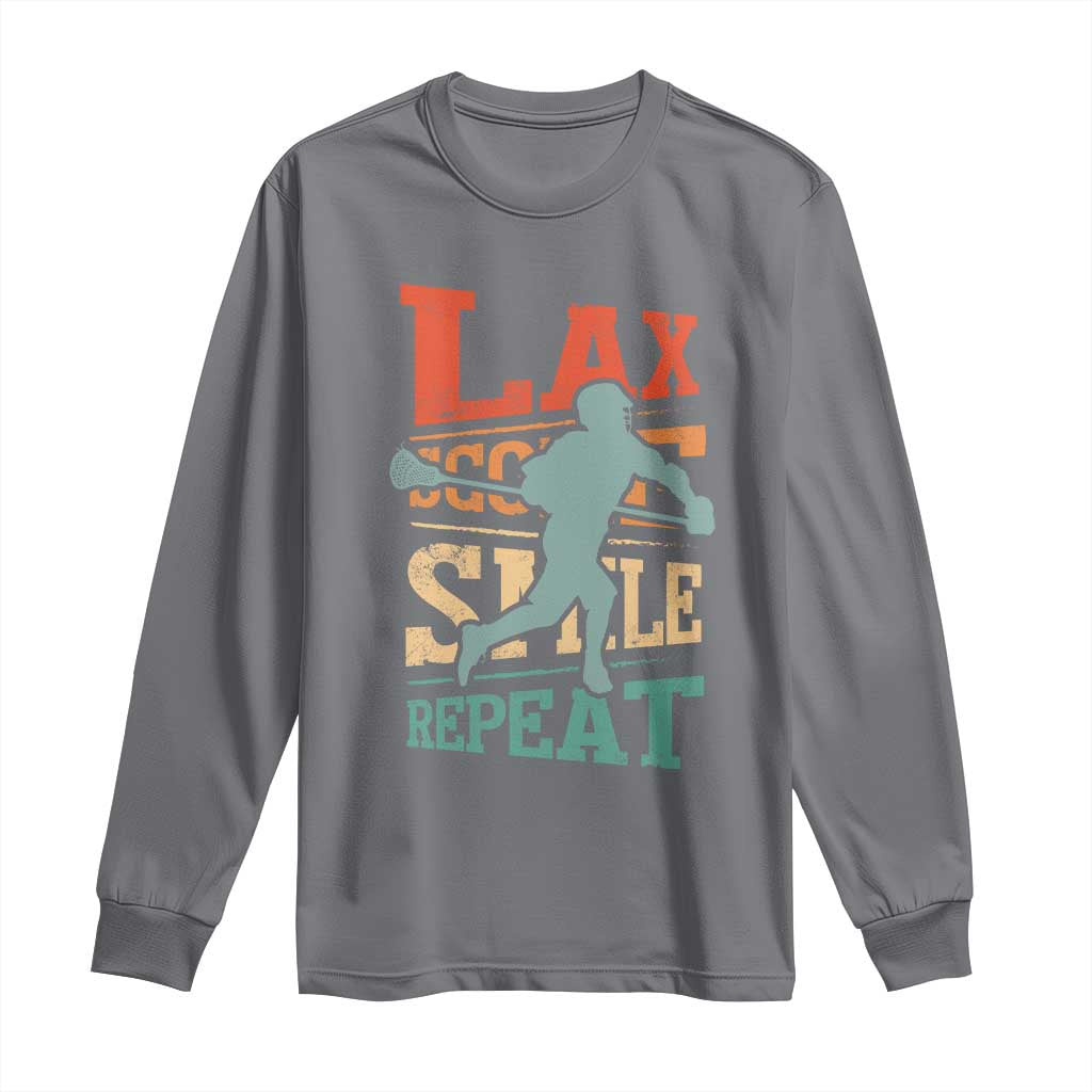 Funny Lax Score Smile Repeat Long Sleeve Shirt Lax Lacrosse Lover