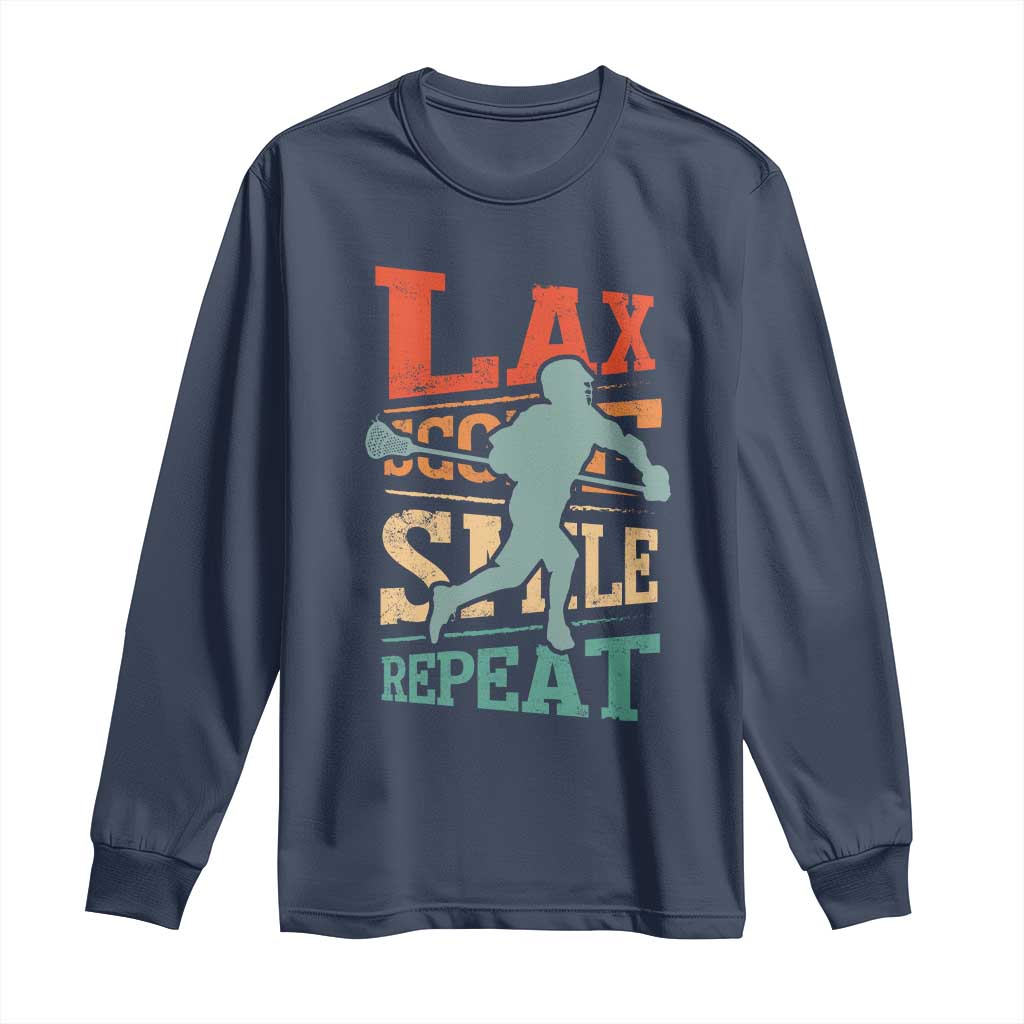 Funny Lax Score Smile Repeat Long Sleeve Shirt Lax Lacrosse Lover