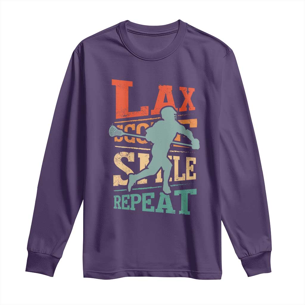 Funny Lax Score Smile Repeat Long Sleeve Shirt Lax Lacrosse Lover