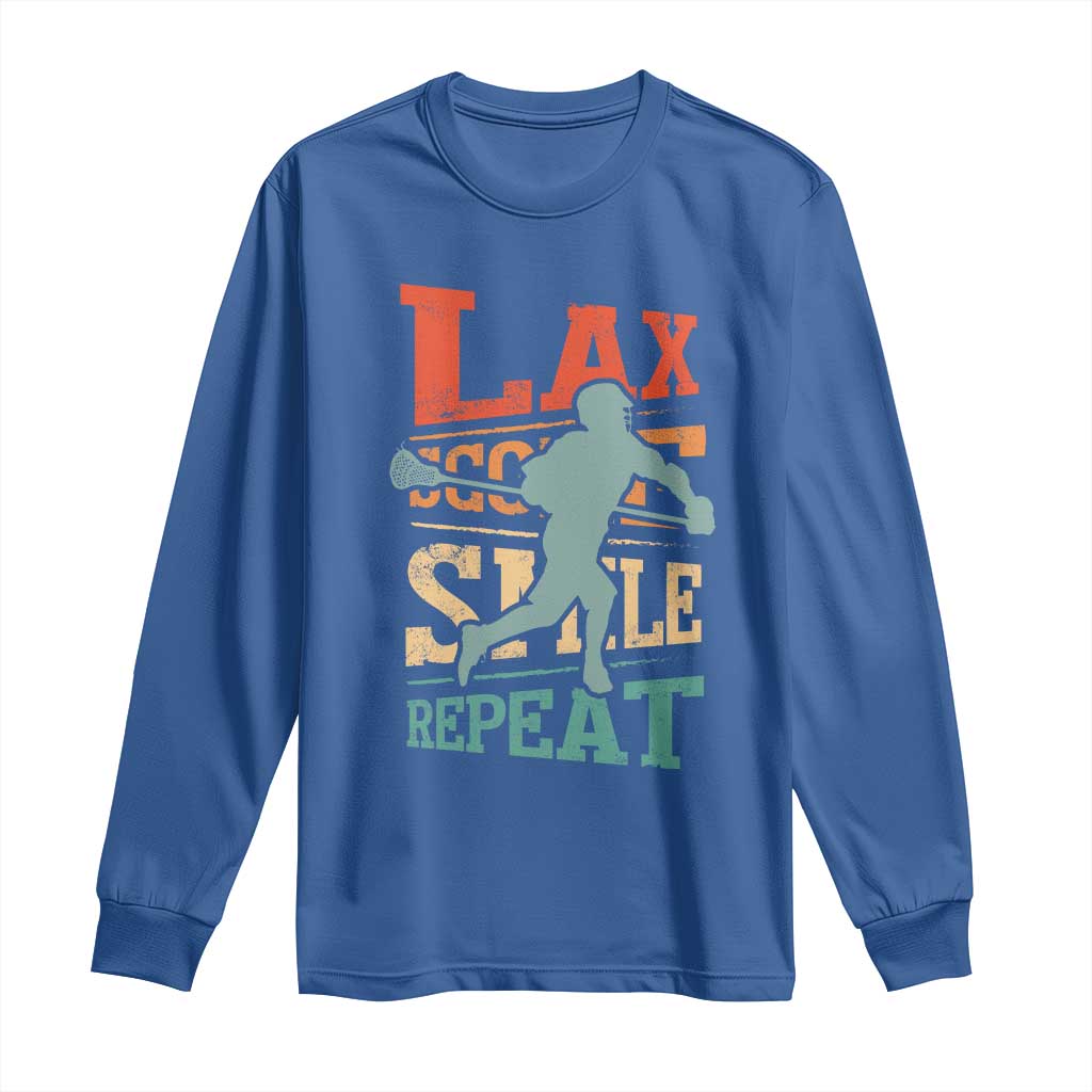 Funny Lax Score Smile Repeat Long Sleeve Shirt Lax Lacrosse Lover