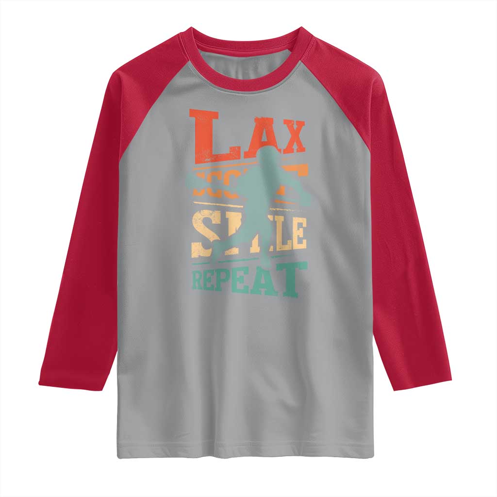 Funny Lax Score Smile Repeat Raglan Shirt Lax Lacrosse Lover