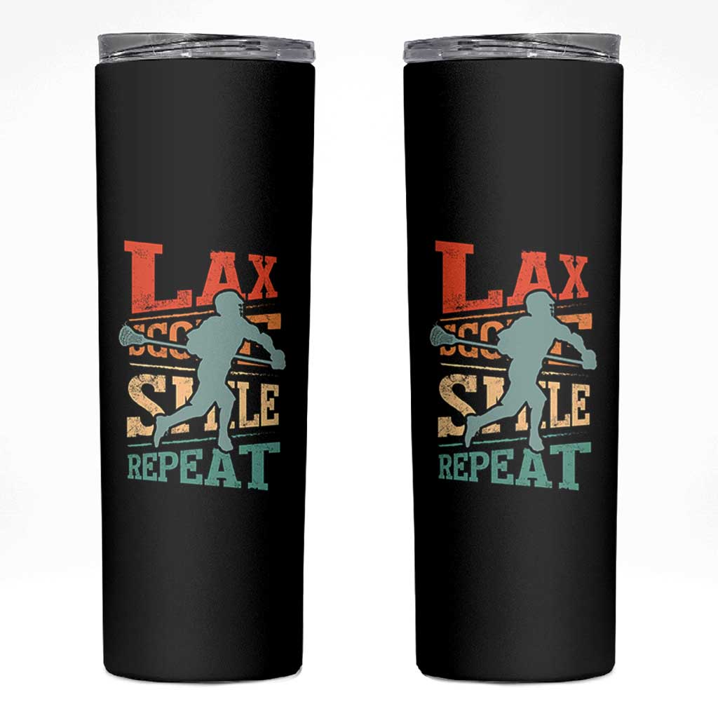 Funny Lax Score Smile Repeat Skinny Tumbler Lax Lacrosse Lover