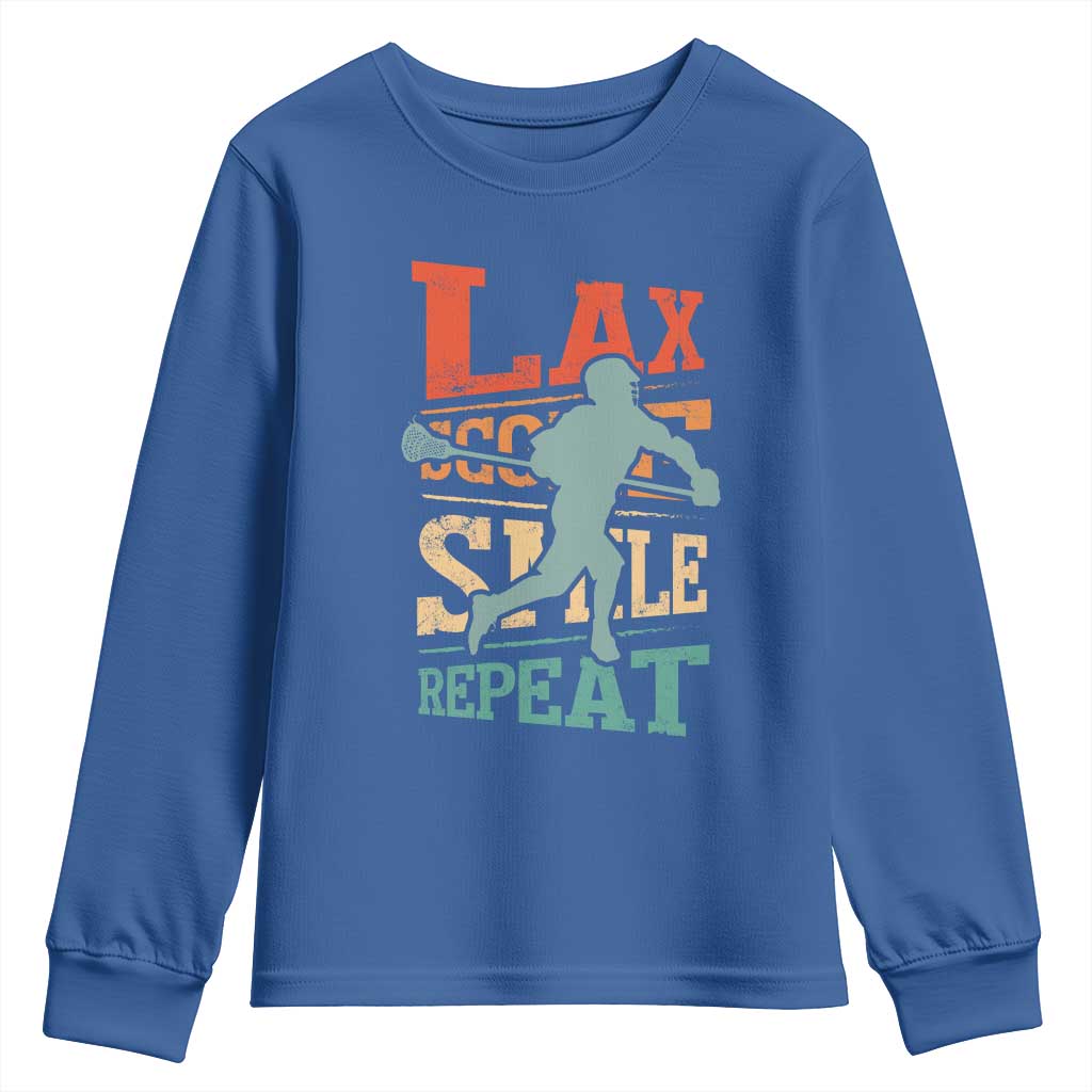 Funny Lax Score Smile Repeat Youth Sweatshirt Lax Lacrosse Lover