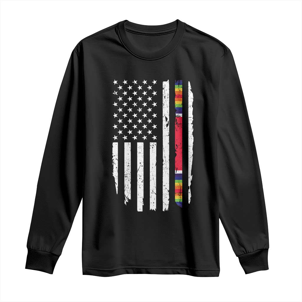 WW2 World War II Vintage American Flag Long Sleeve Shirt - Wonder Print Shop