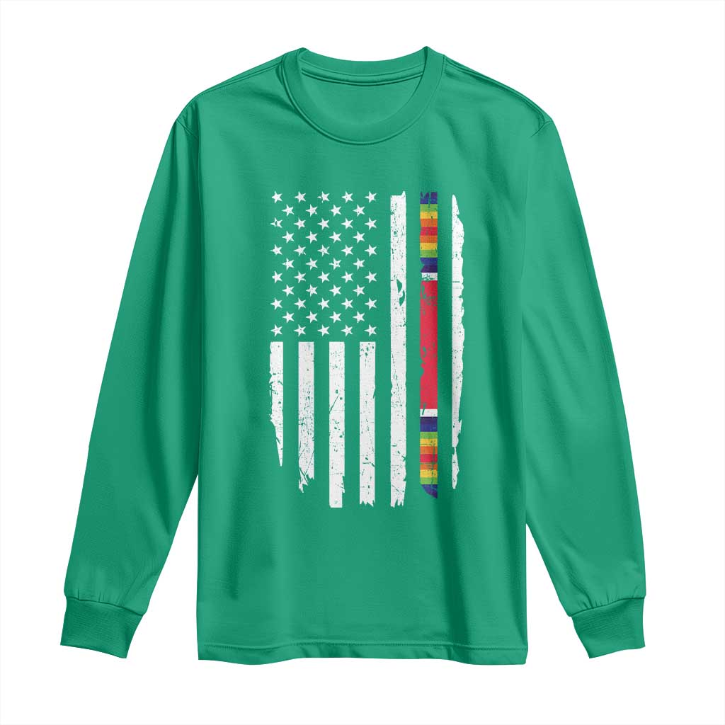 WW2 World War II Vintage American Flag Long Sleeve Shirt - Wonder Print Shop