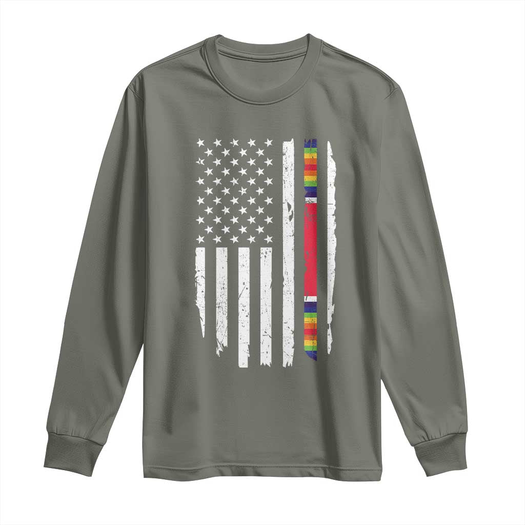 WW2 World War II Vintage American Flag Long Sleeve Shirt - Wonder Print Shop