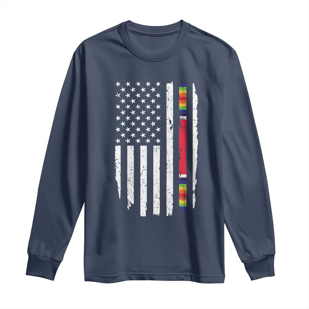 WW2 World War II Vintage American Flag Long Sleeve Shirt - Wonder Print Shop