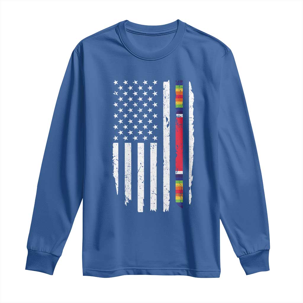 WW2 World War II Vintage American Flag Long Sleeve Shirt - Wonder Print Shop
