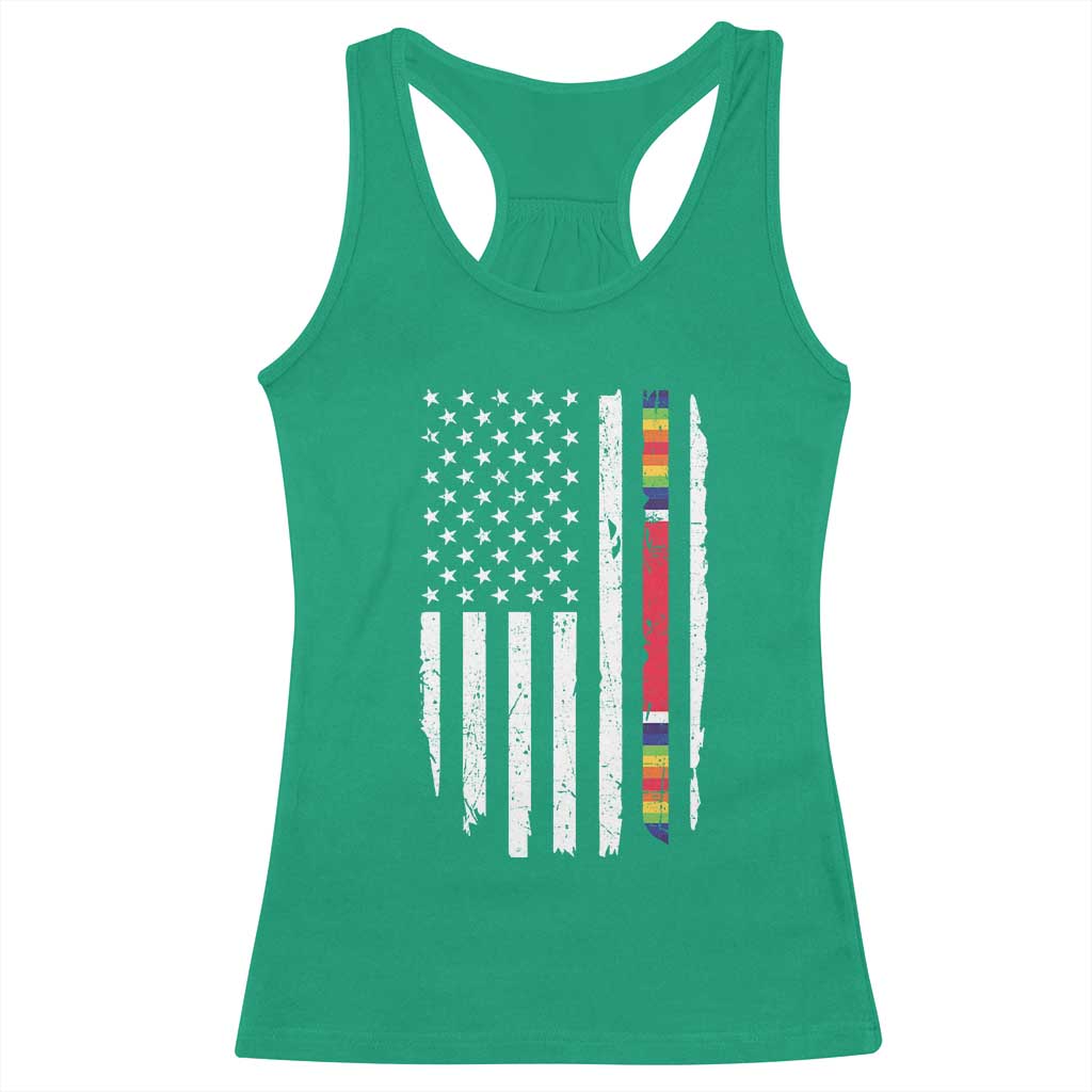 WW2 World War II Vintage American Flag Racerback Tank Top - Wonder Print Shop