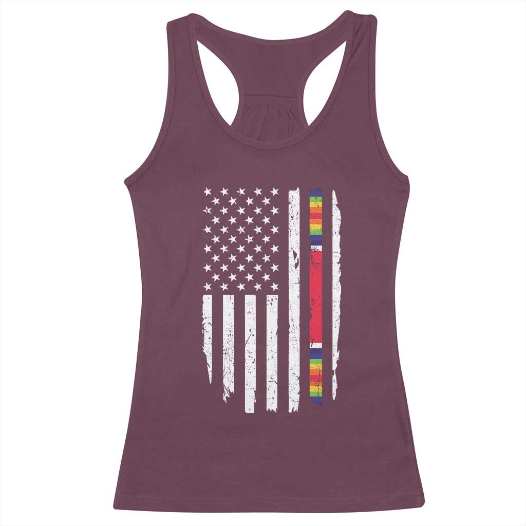 WW2 World War II Vintage American Flag Racerback Tank Top - Wonder Print Shop