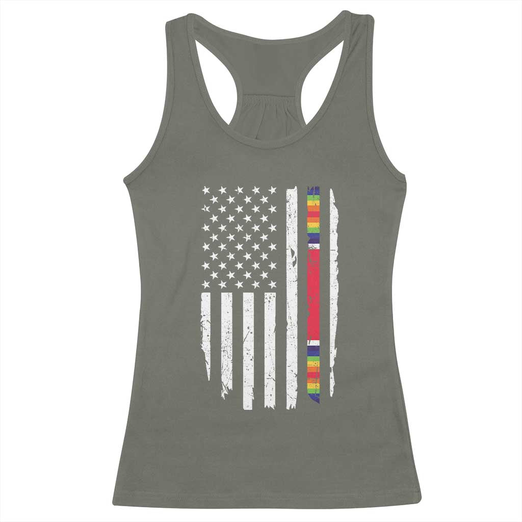 WW2 World War II Vintage American Flag Racerback Tank Top - Wonder Print Shop