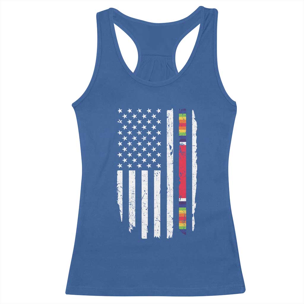 WW2 World War II Vintage American Flag Racerback Tank Top - Wonder Print Shop