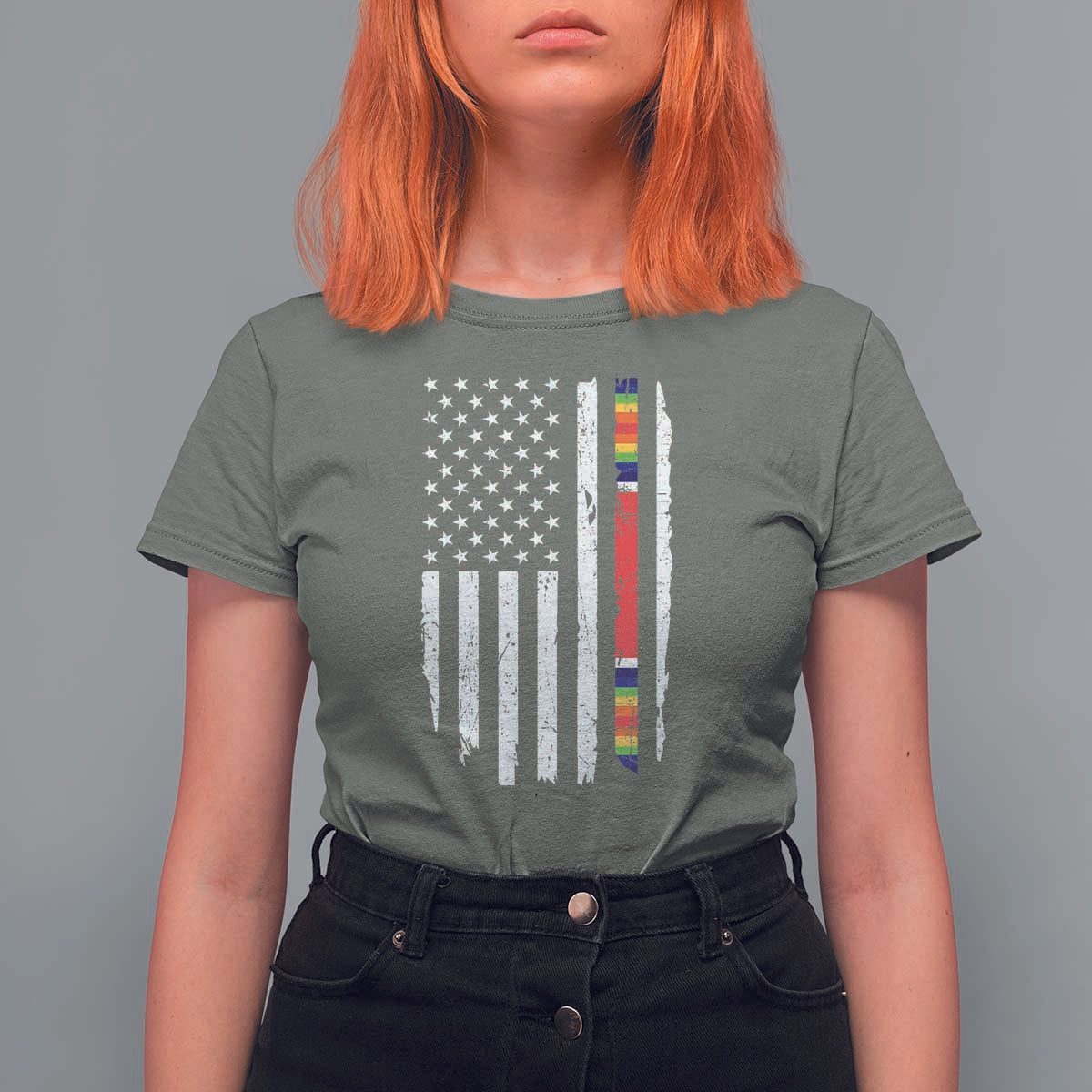 WW2 World War II Vintage American Flag T Shirt For Women - Wonder Print Shop