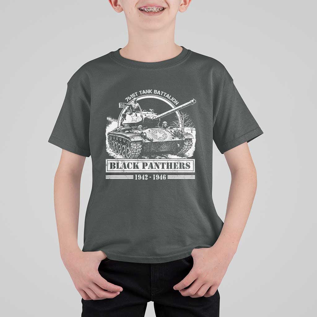 Black Panthers 761st Tank Battalion T Shirt For Kid WW2 Heroes Black History Month