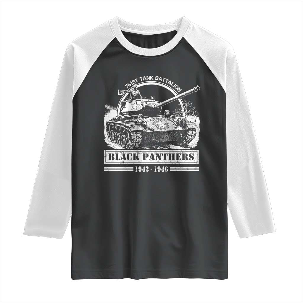 Black Panthers 761st Tank Battalion Raglan Shirt WW2 Heroes Black History Month