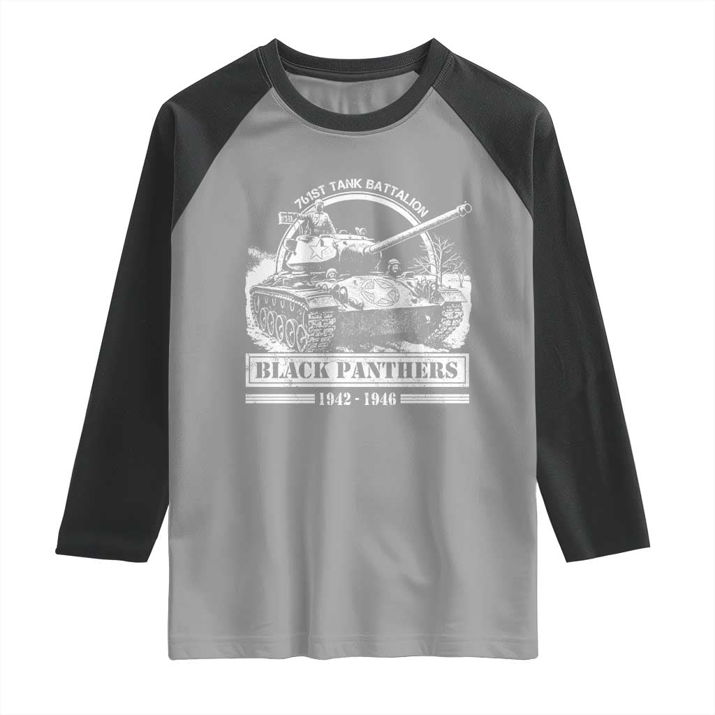 Black Panthers 761st Tank Battalion Raglan Shirt WW2 Heroes Black History Month