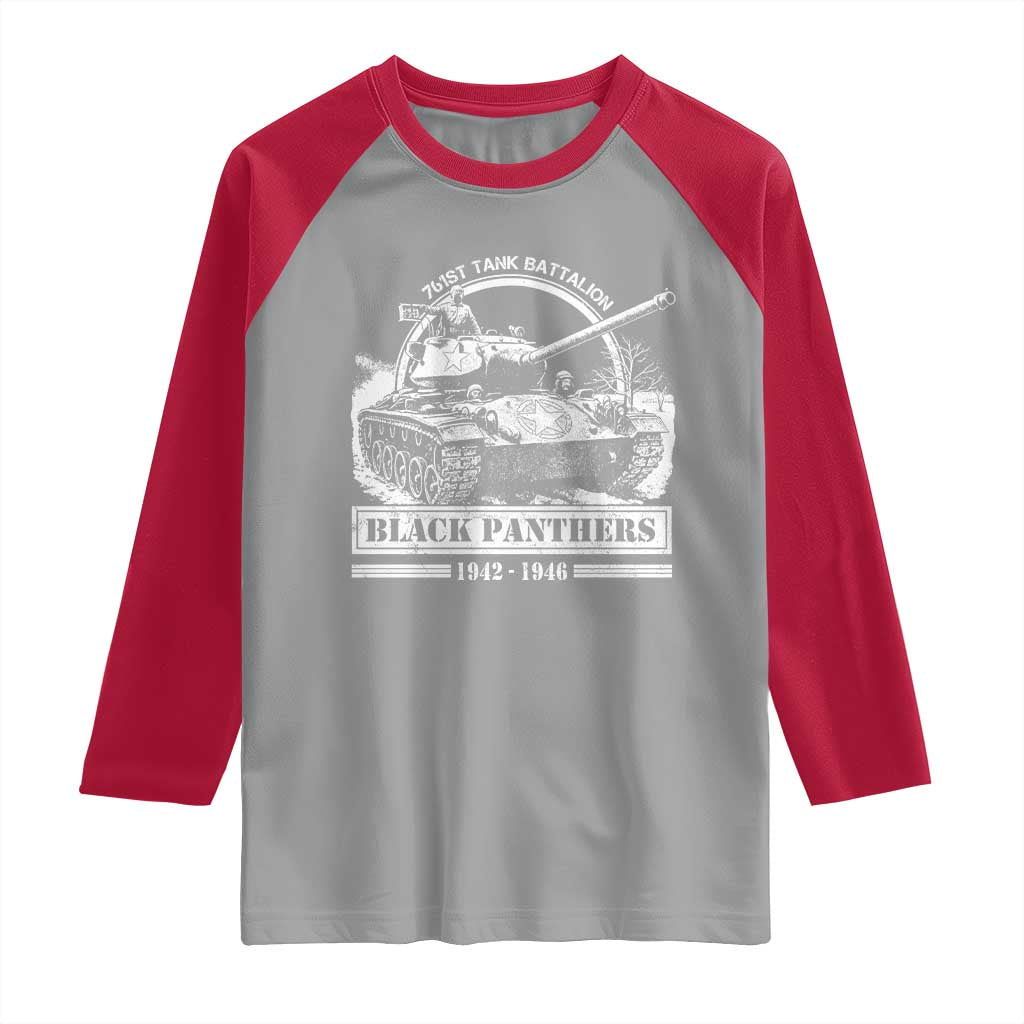 Black Panthers 761st Tank Battalion Raglan Shirt WW2 Heroes Black History Month