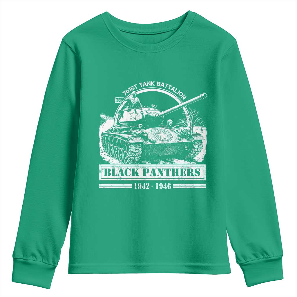 Black Panthers 761st Tank Battalion Youth Sweatshirt WW2 Heroes Black History Month
