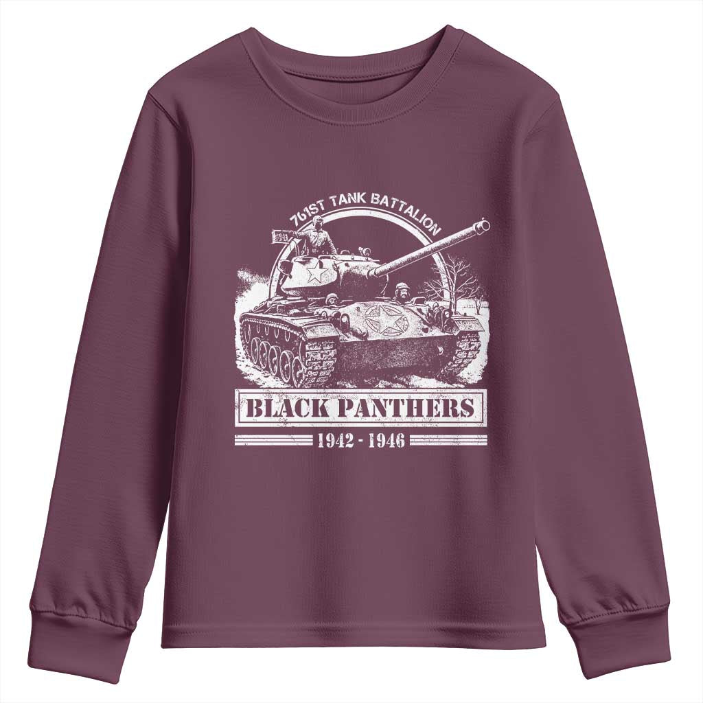 Black Panthers 761st Tank Battalion Youth Sweatshirt WW2 Heroes Black History Month