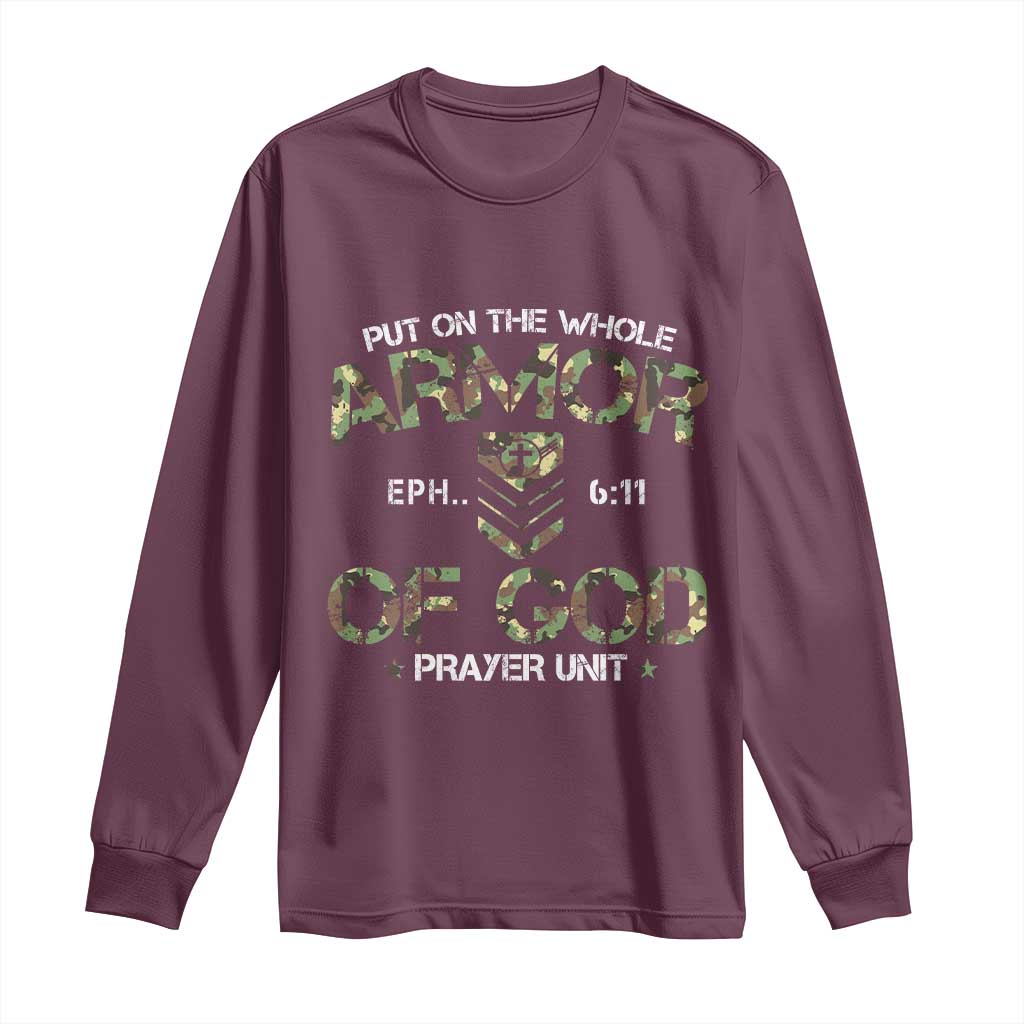 Put On The Whole Armor Of God Prayer Unit Long Sleeve Shirt Ephesians 6:11 Christian Army - Wonder Print Shop