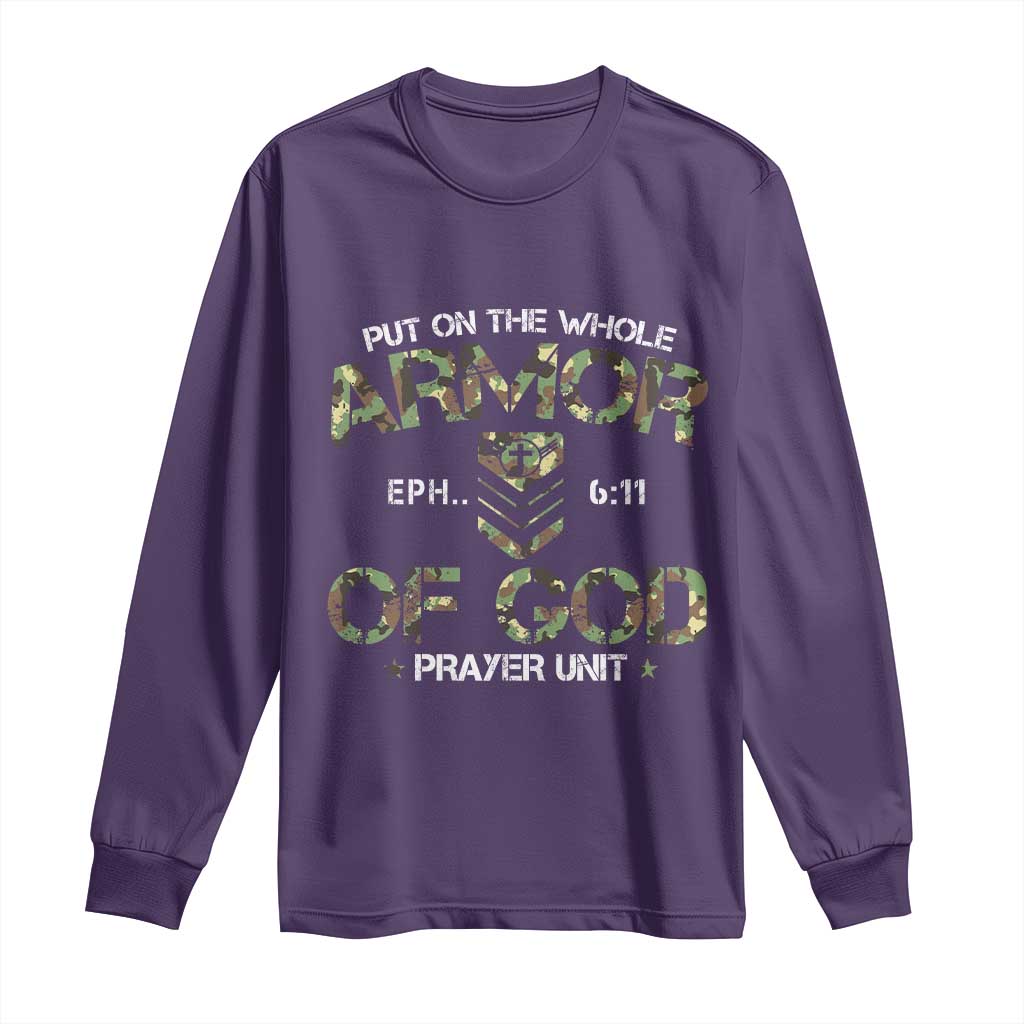 Put On The Whole Armor Of God Prayer Unit Long Sleeve Shirt Ephesians 6:11 Christian Army - Wonder Print Shop