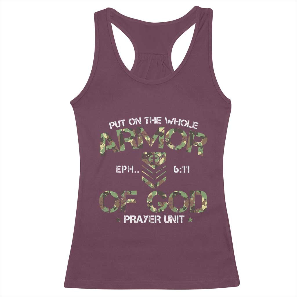 Put On The Whole Armor Of God Prayer Unit Racerback Tank Top Ephesians 6:11 Christian Army - Wonder Print Shop