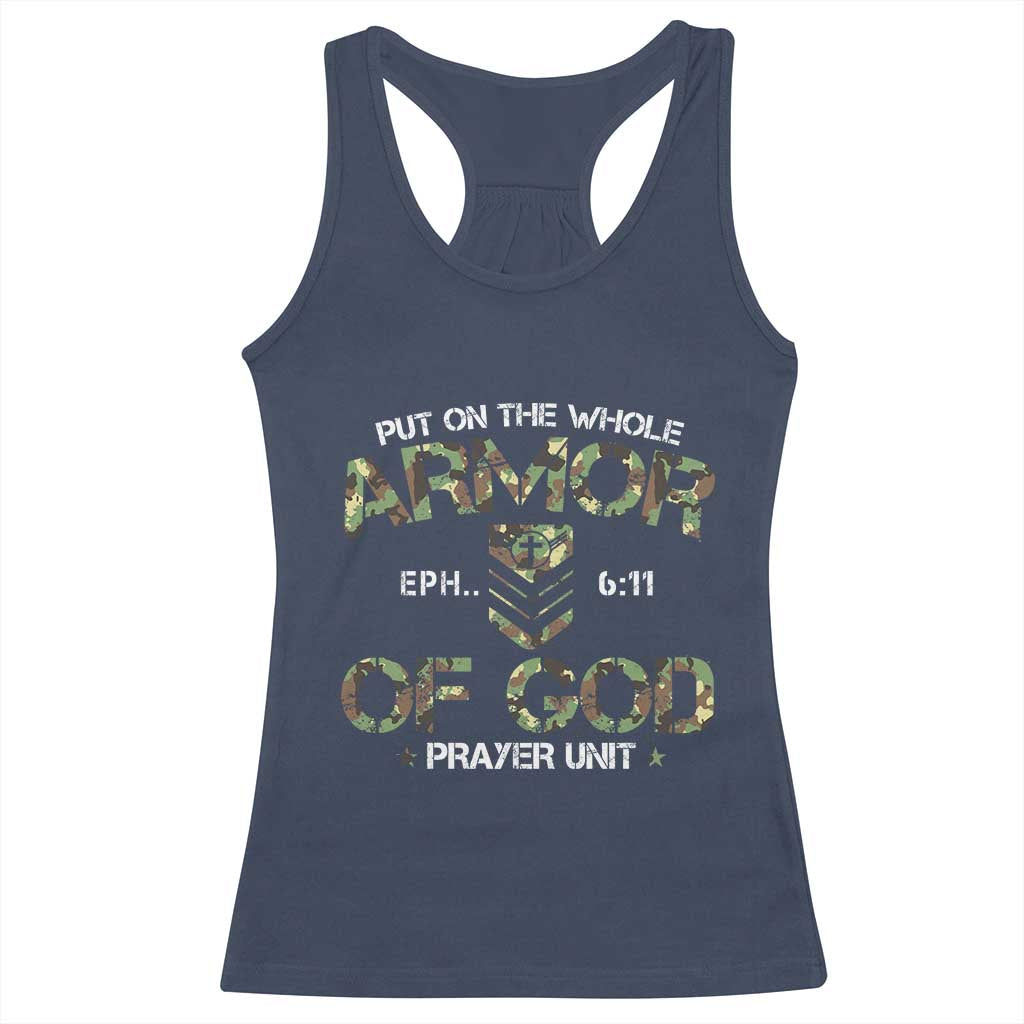 Put On The Whole Armor Of God Prayer Unit Racerback Tank Top Ephesians 6:11 Christian Army - Wonder Print Shop