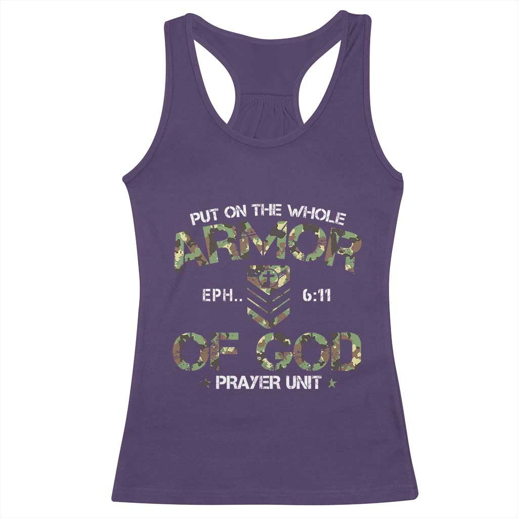 Put On The Whole Armor Of God Prayer Unit Racerback Tank Top Ephesians 6:11 Christian Army - Wonder Print Shop
