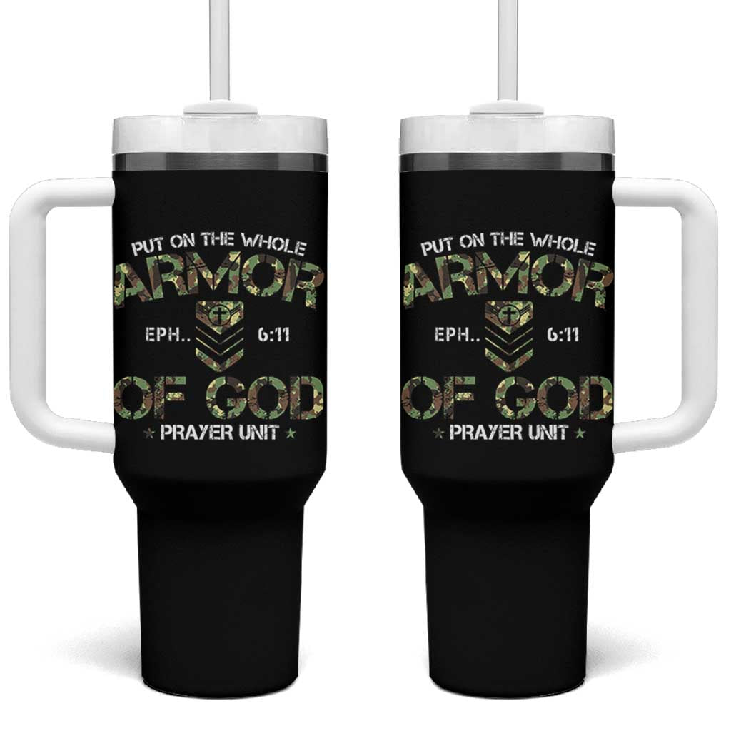 Put On The Whole Armor Of God Prayer Unit Tumbler With Handle Ephesians 6:11 Christian Army - Wonder Print Shop